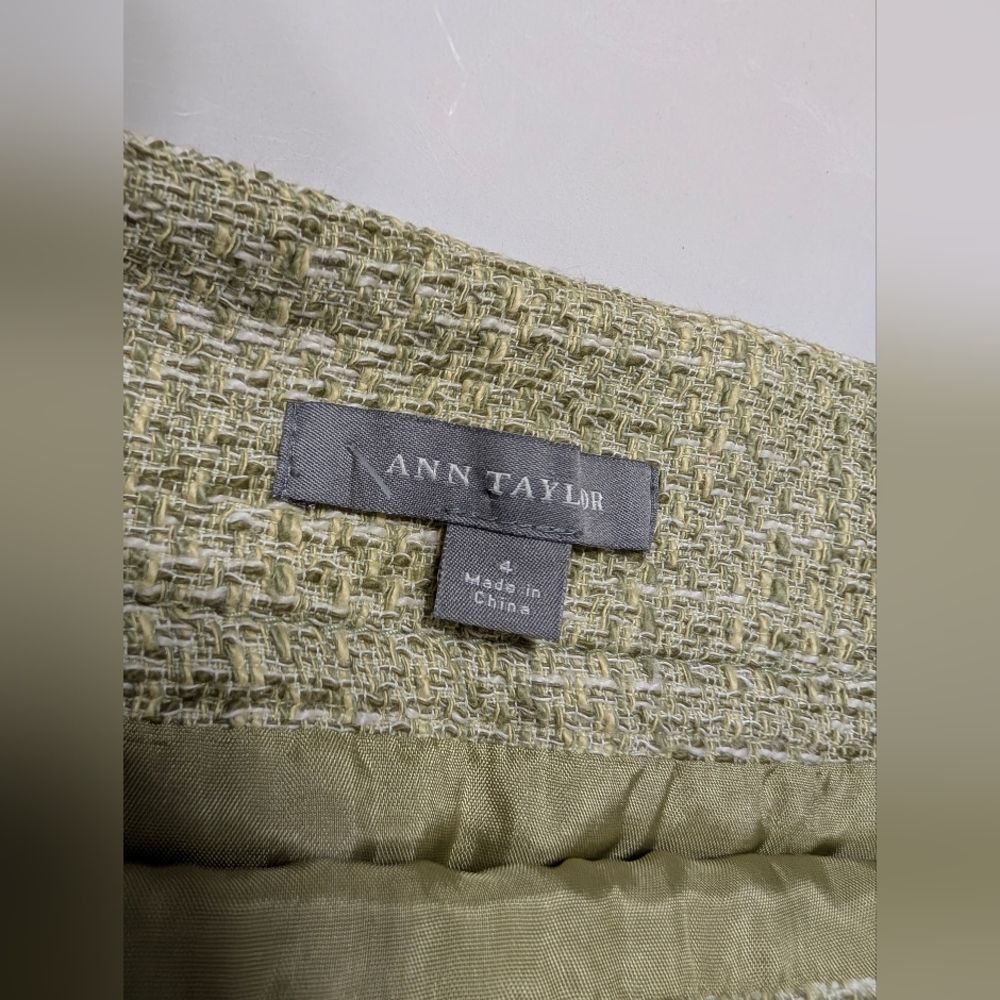 Ann Taylor Chartreuse Green Tweed Pencil Skirt Size 4 Poetcore Office Siren - Picture 3 of 6